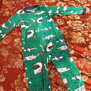 Carter's Green Shark Print Footed Pajamas